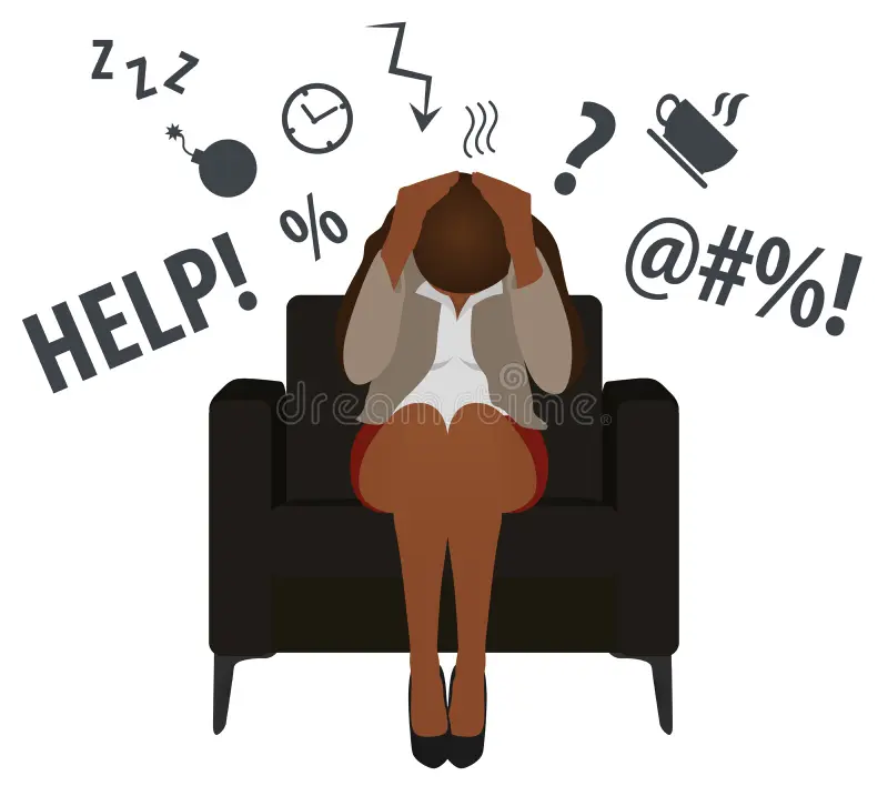 Woman overwhelmed and stressed